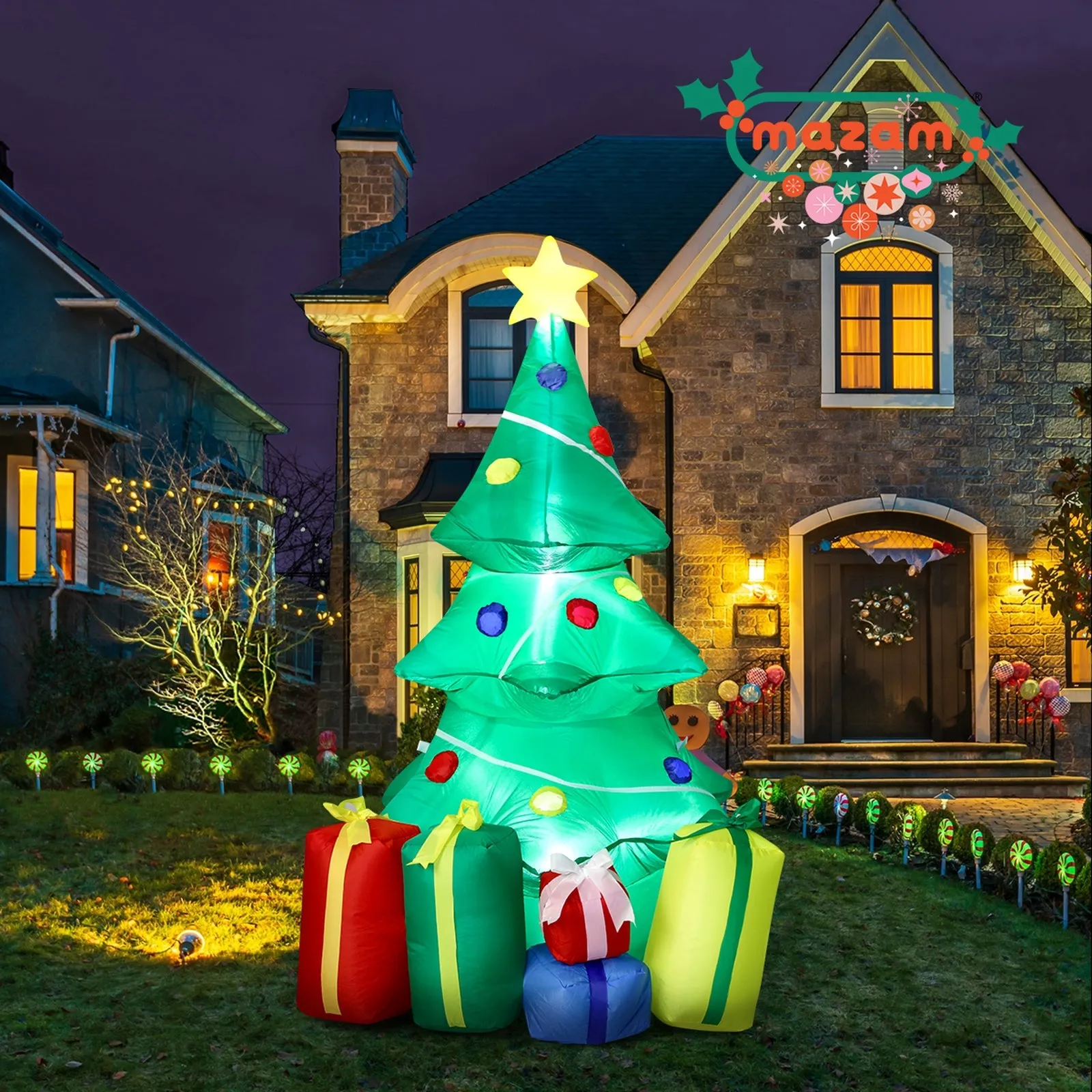 Mazam Christmas Inflatable Tree Gifts 1.5M Xmas Decorations LED Lights Outdoor