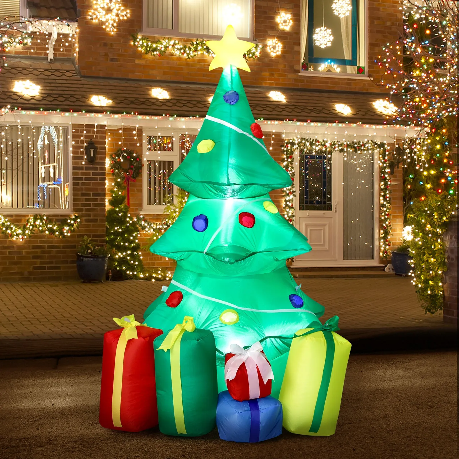 Mazam Christmas Inflatable Tree Gifts 1.5M Xmas Decorations LED Lights Outdoor