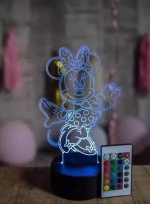 Multi-color Mini 3D Acrylic LED Light, USB Desk Lamp, 16 Color with remote control, Battery and USB Powered