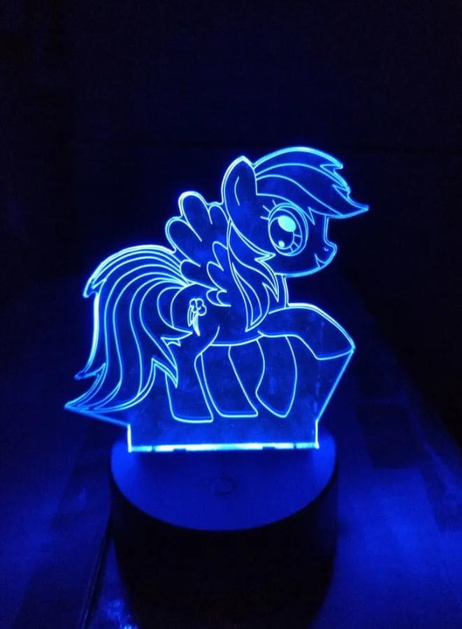 Multi-color Pony 3D Acrylic LED Light, USB Desk Lamp, 16 Color with remote control, Battery and USB Powered