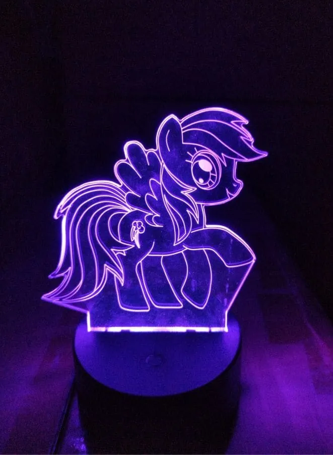 Multi-color Pony 3D Acrylic LED Light, USB Desk Lamp, 16 Color with remote control, Battery and USB Powered