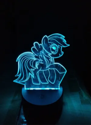 Multi-color Pony 3D Acrylic LED Light, USB Desk Lamp, 16 Color with remote control, Battery and USB Powered