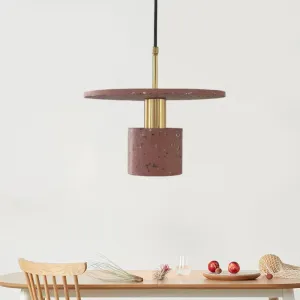 Nordic Terrazzo Pendant Lamp in White/Black/Pink: Round Plate and Cylinder Design, Perfect for Coffee House Lighting