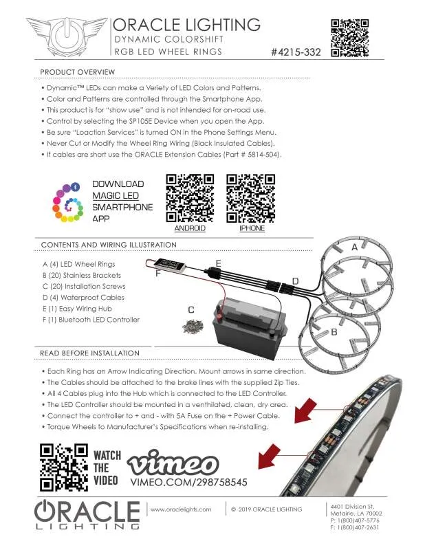 Oracle LED Illuminated Wheel Rings - ColorSHIFT Dynamic - ColorSHIFT - Dynamic SEE WARRANTY