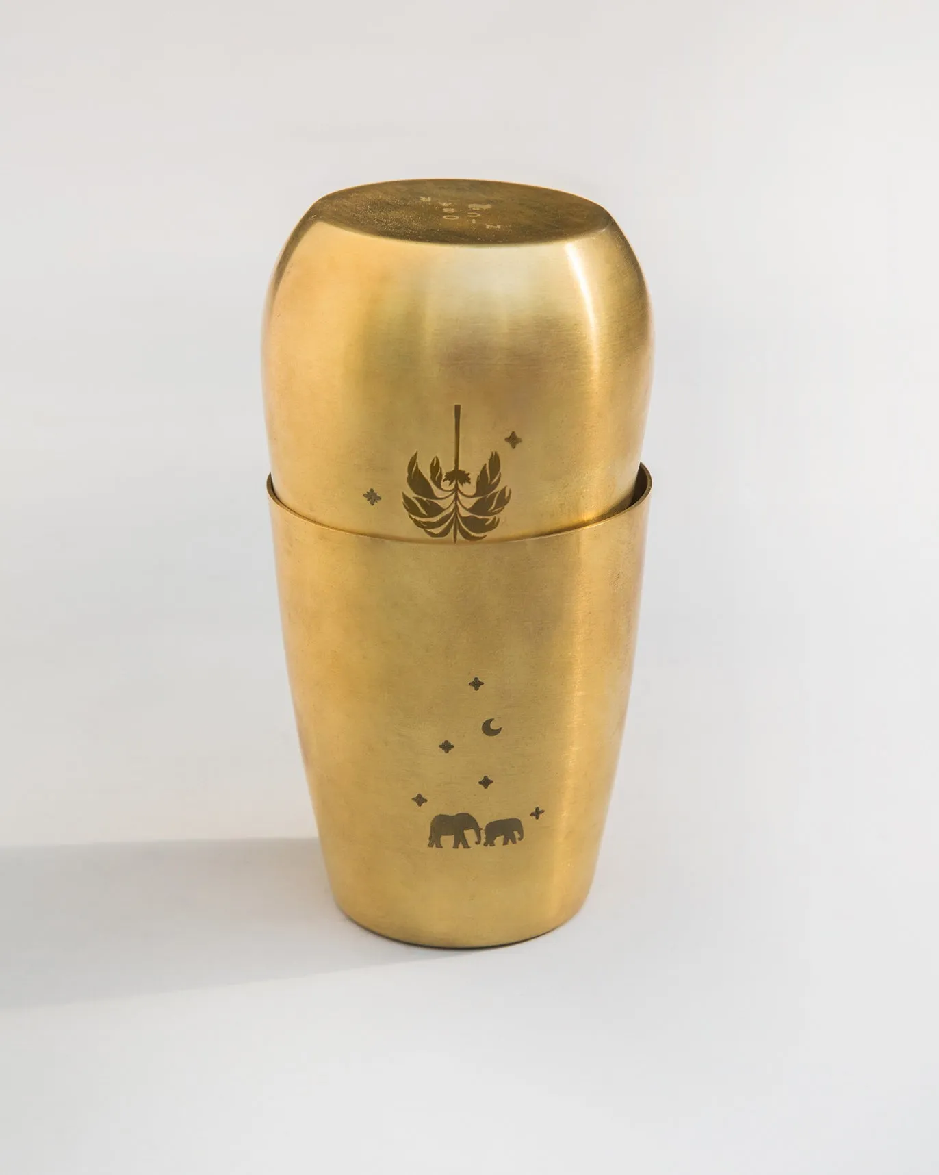 Palm & Haathi Brass Tumbler (Set of 2)