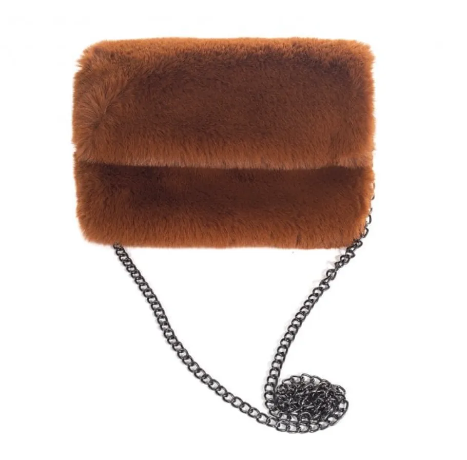 Park Lane BAG19 Faux Fur Crossbody Bag With Chain Strap (4 Colours)