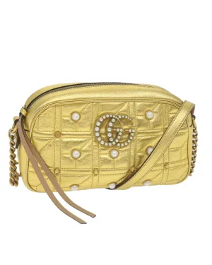 Quilted Leather Shoulder Bag with Gold Tone Hardware - Italian Made (ar10683)