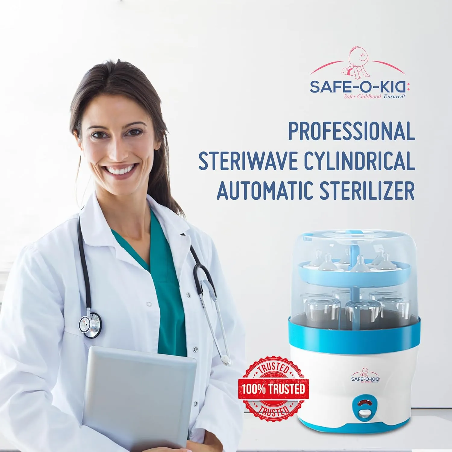 Safe-O-Kid® 6 Bottles Advanced Sterilizer for Feeding Bottles- Large Capacity