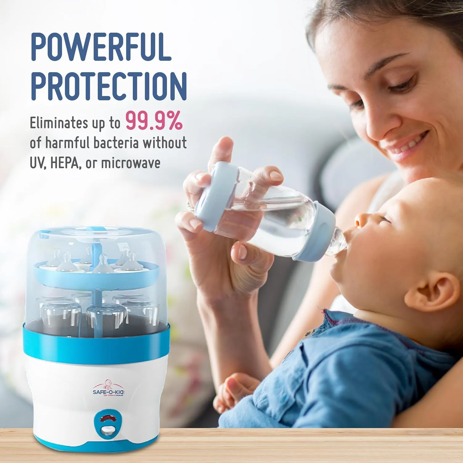 Safe-O-Kid® 6 Bottles Advanced Sterilizer for Feeding Bottles- Large Capacity