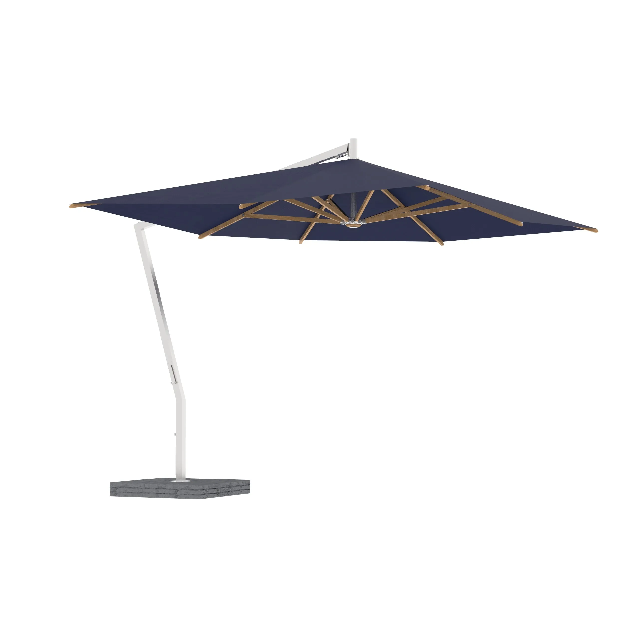 Shady X-Centric Rectangle Umbrella with Teak Ribs