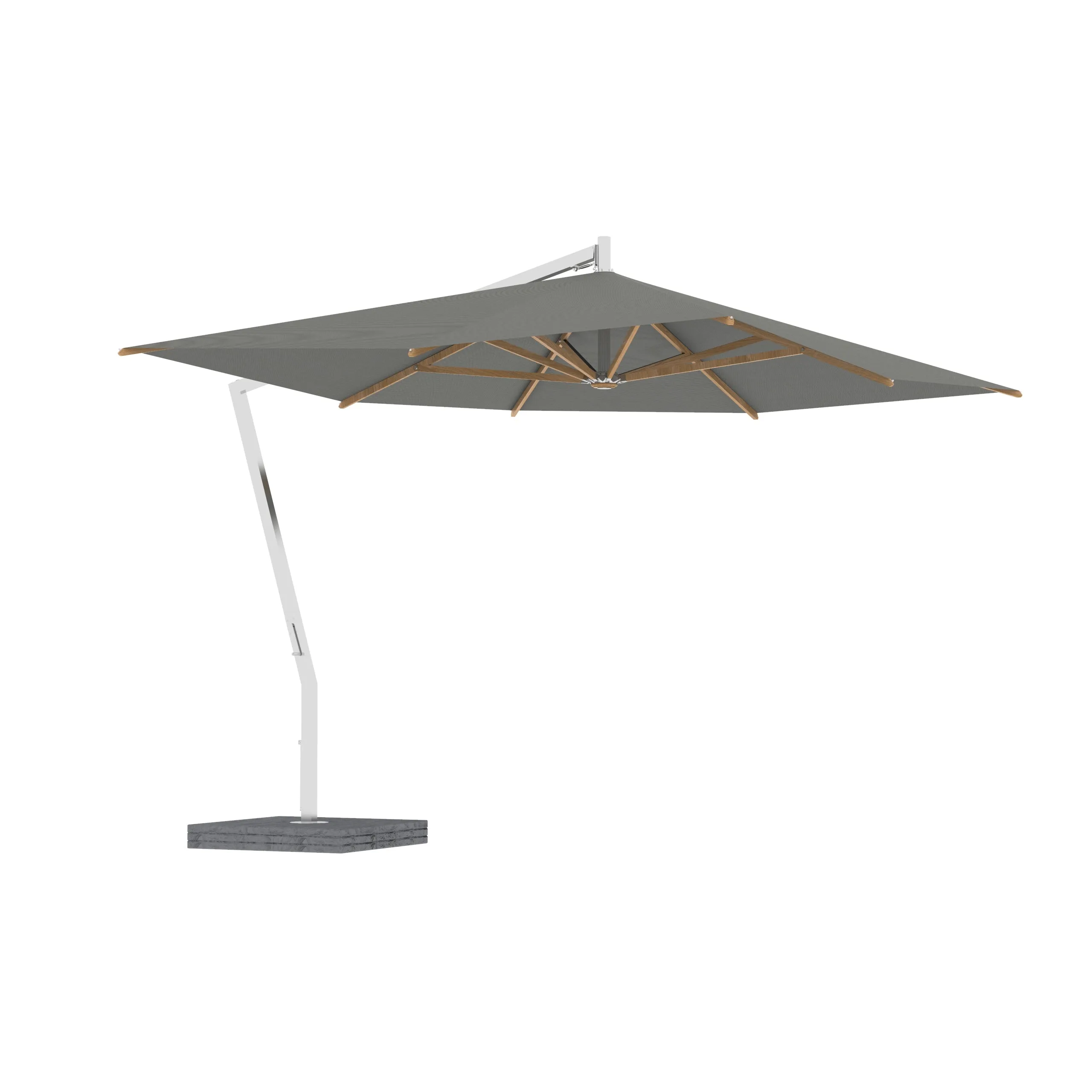 Shady X-Centric Rectangle Umbrella with Teak Ribs