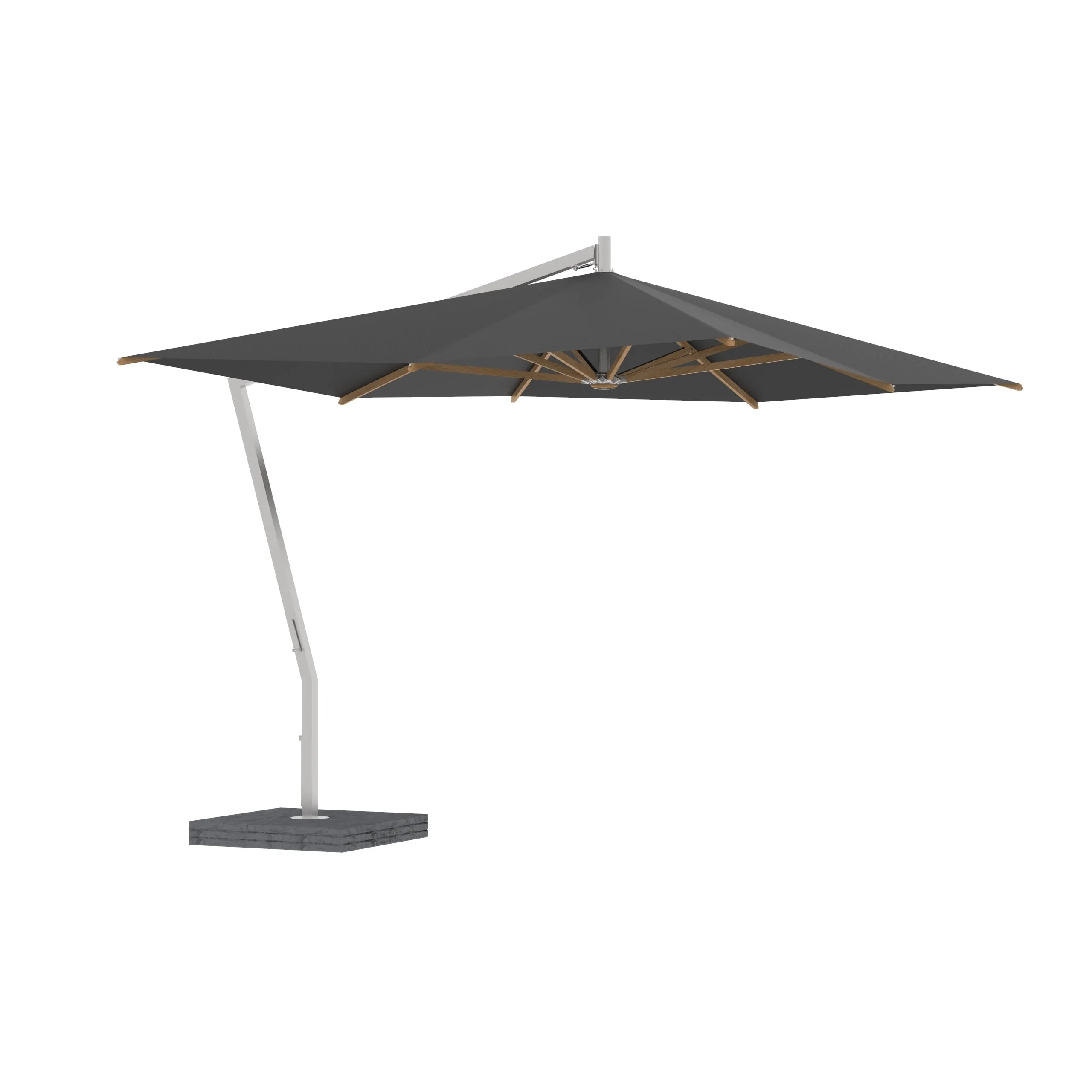 Shady X-Centric Rectangle Umbrella with Teak Ribs