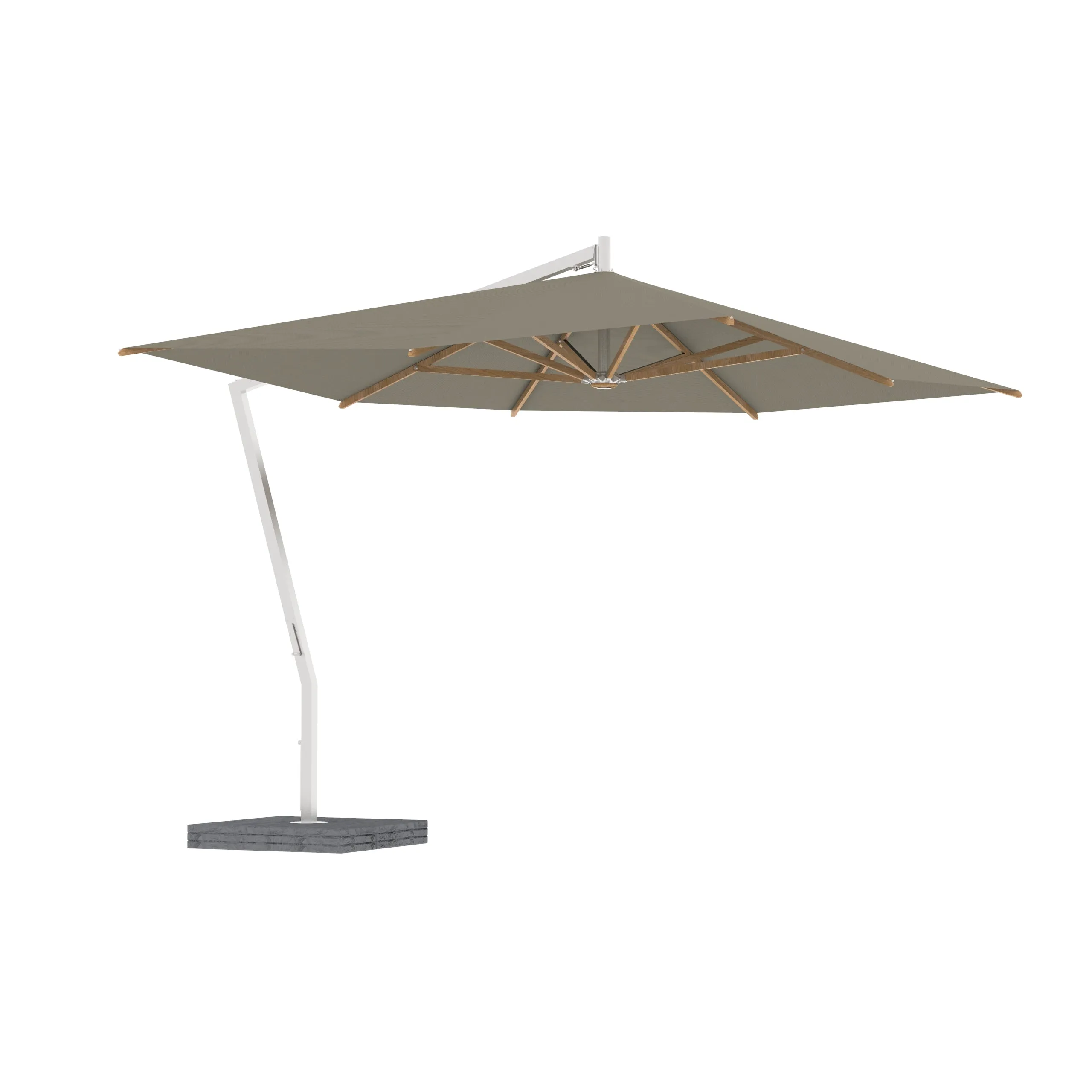 Shady X-Centric Rectangle Umbrella with Teak Ribs