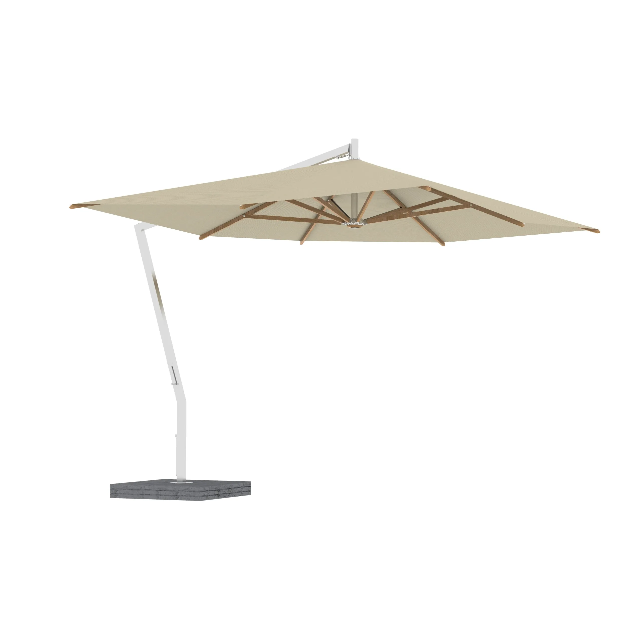 Shady X-Centric Rectangle Umbrella with Teak Ribs