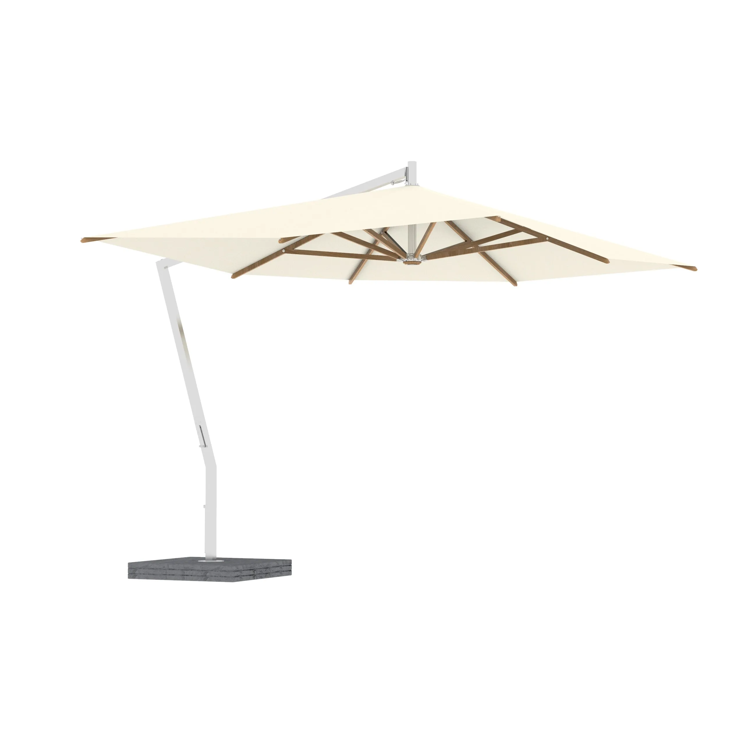 Shady X-Centric Rectangle Umbrella with Teak Ribs