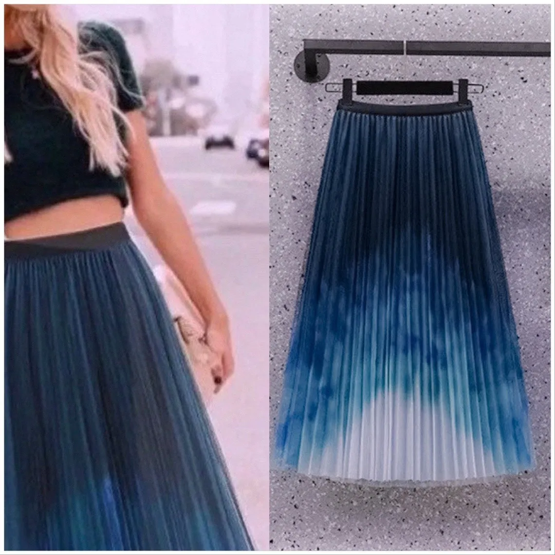 Skirt Ombré Aquarium midi cover-up skirt / mini dress insta glam - beach event photography / pool swim cover-up