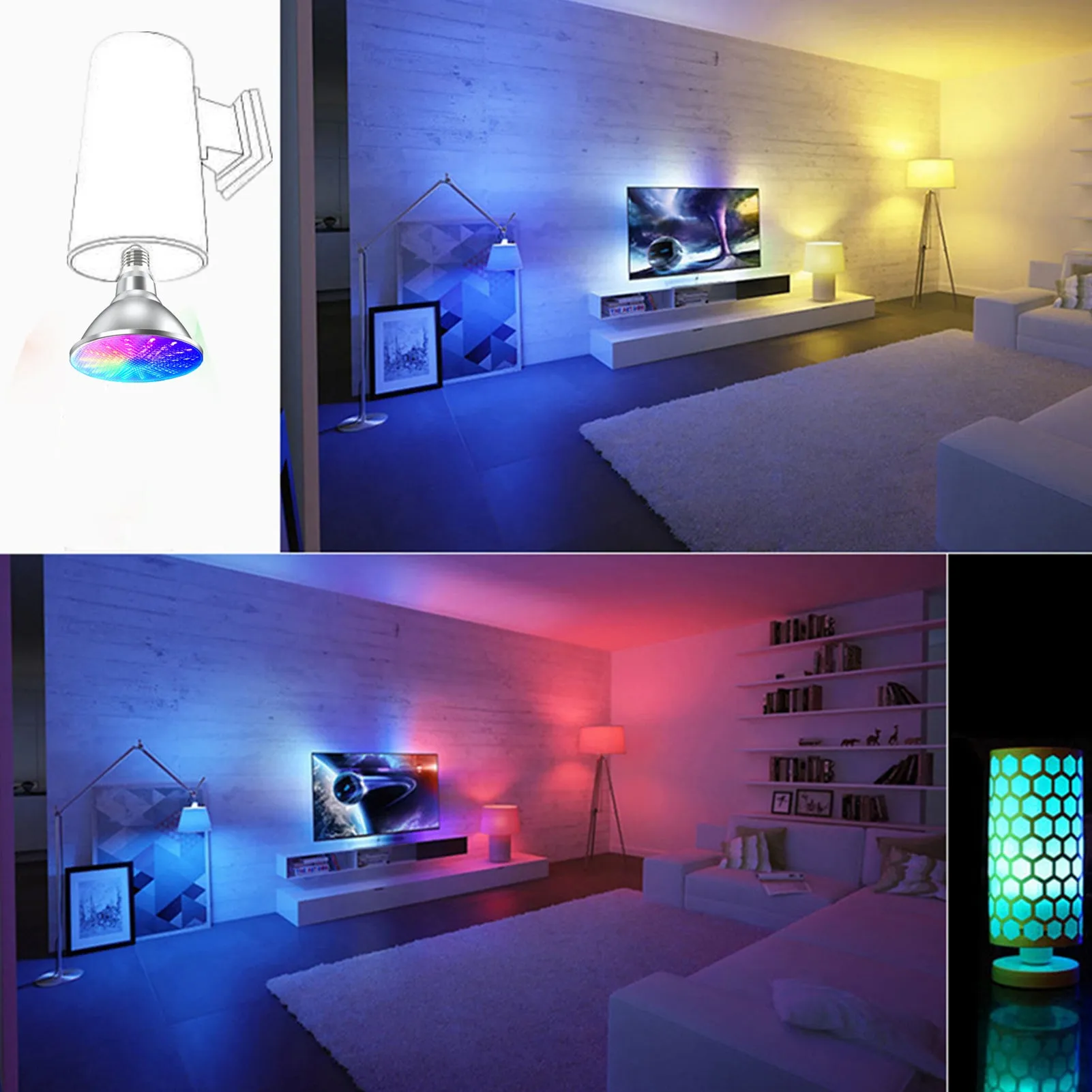 Smart LED Light Bulb Sound Control Pickup Rhythm Dimmable Color Changing Home