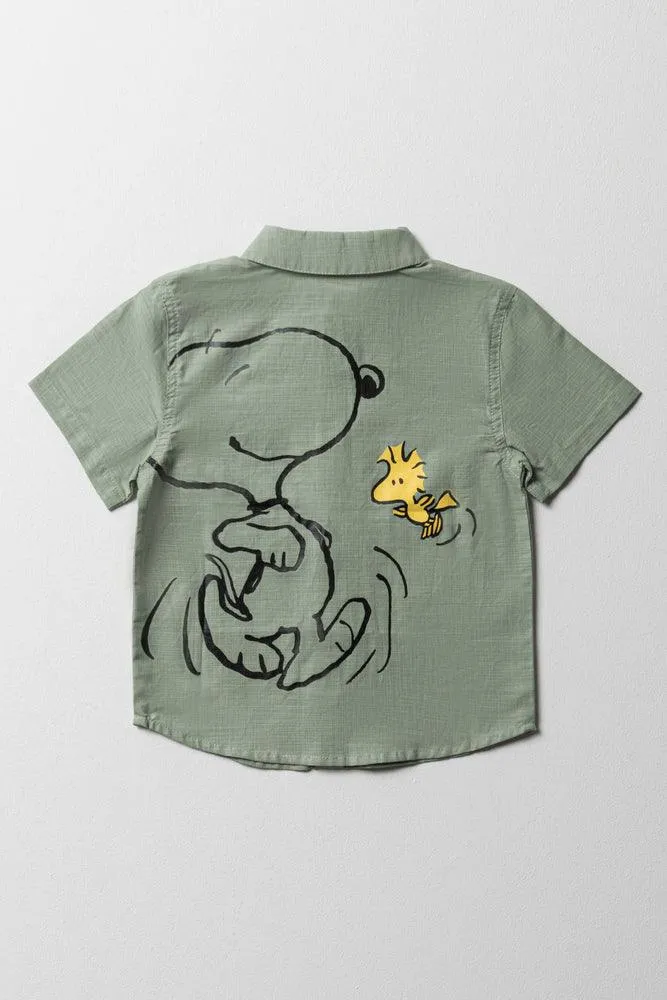 Snoopy Short Sleeve Shirt Light Green