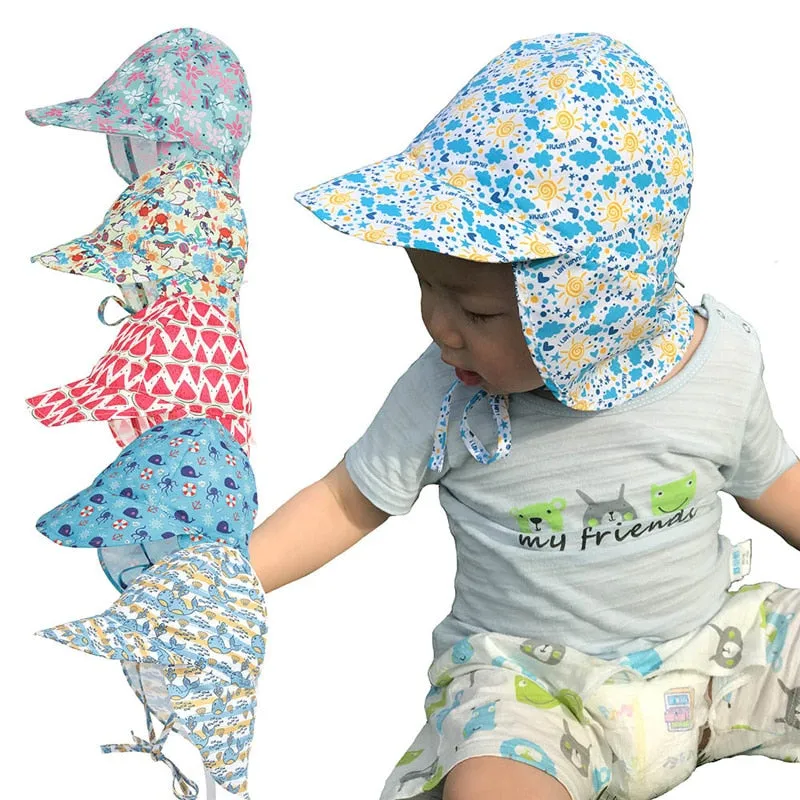 SPF 50  Baby Sun Hat Adjustable Summer Baby Cap for Boys Travel Beach