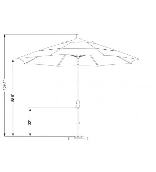 Sun Master 11' Round Fiberglass Collar Tilt Umbrella - Frame Only