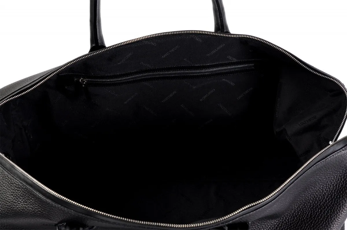 The Torino Calf Leather Overnight Contemporary Duffel - Onyx Pebble Calf