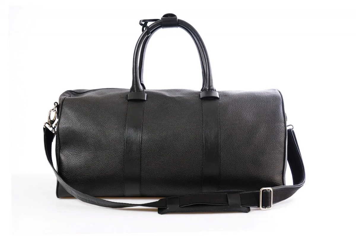 The Torino Calf Leather Overnight Contemporary Duffel - Onyx Pebble Calf