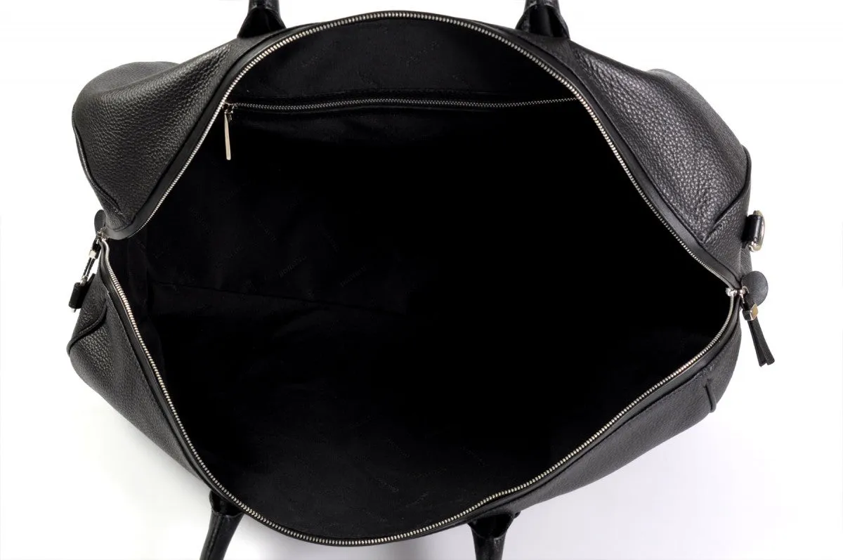 The Torino Calf Leather Overnight Contemporary Duffel - Onyx Pebble Calf