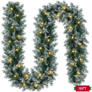 timeless Yexmas 9ft Large Christmas Garland, Multi-Purpose Xmas Wreath with 60 LED Lights, Decorated with Pinecones, Berry Clusters, Battery Operated White