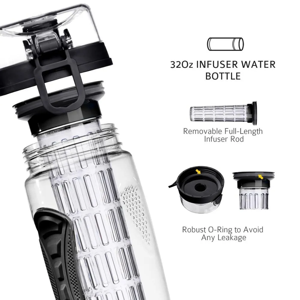 Toxin-Free Lightweight Sports Portable Fruit Infuser Water Bottle for Hiking/Outdoors