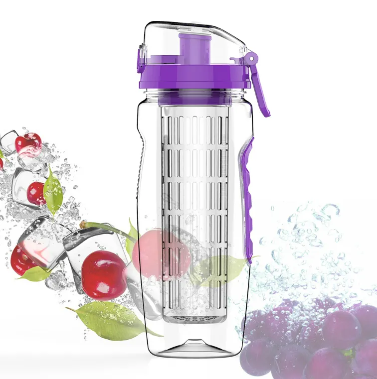 Toxin-Free Lightweight Sports Portable Fruit Infuser Water Bottle for Hiking/Outdoors