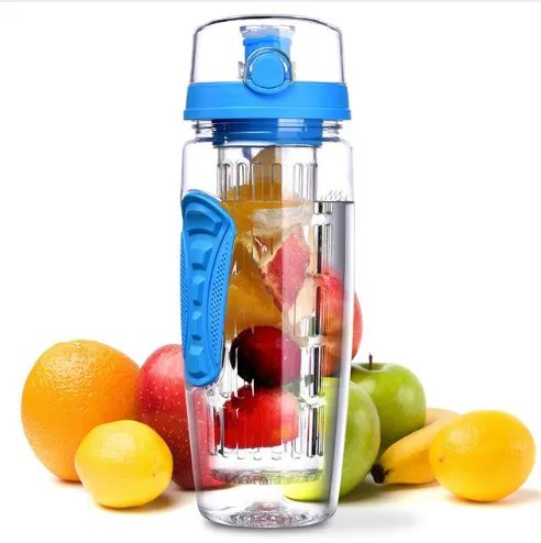 Toxin-Free Lightweight Sports Portable Fruit Infuser Water Bottle for Hiking/Outdoors