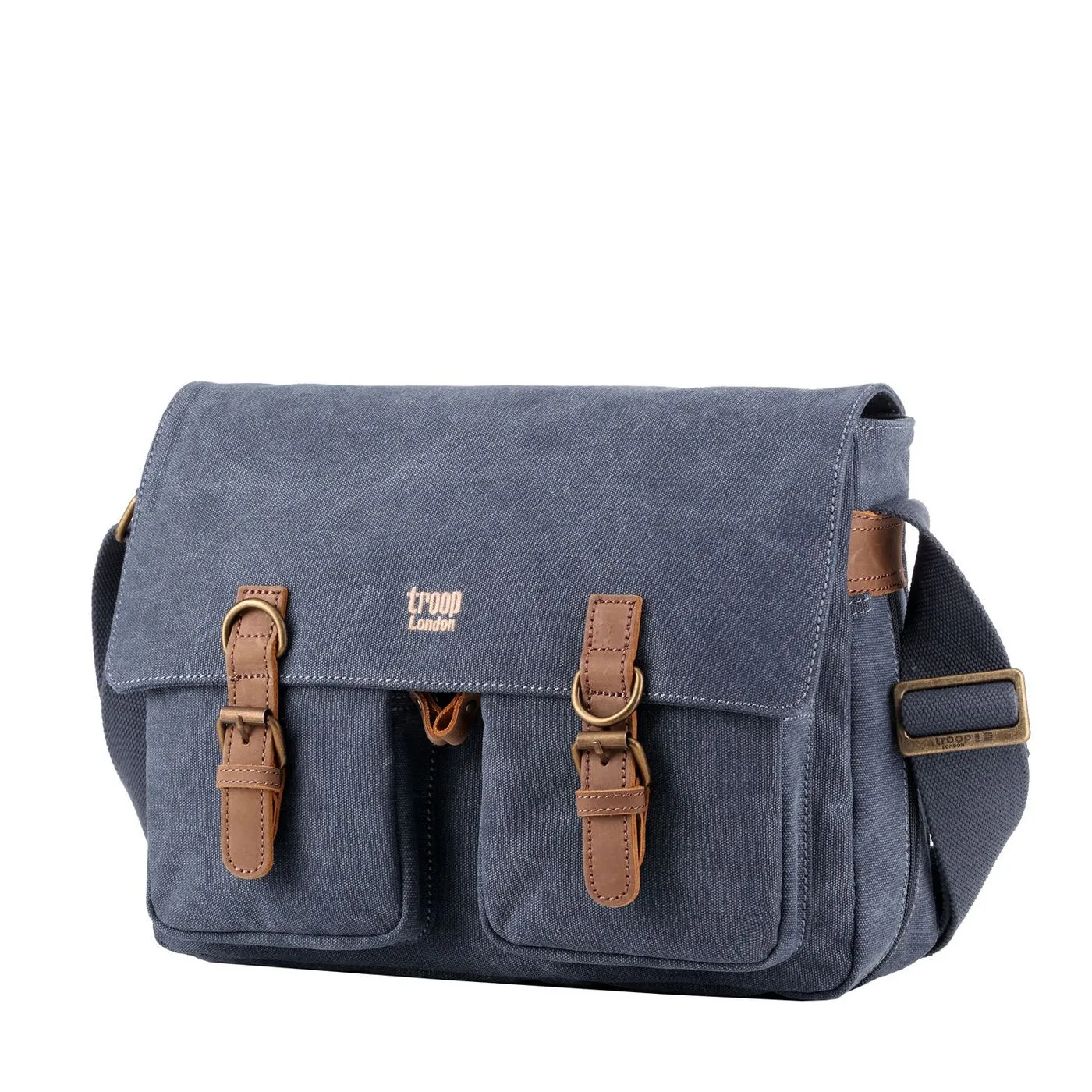 Troop London Large Canvas Blue Messenger Bag