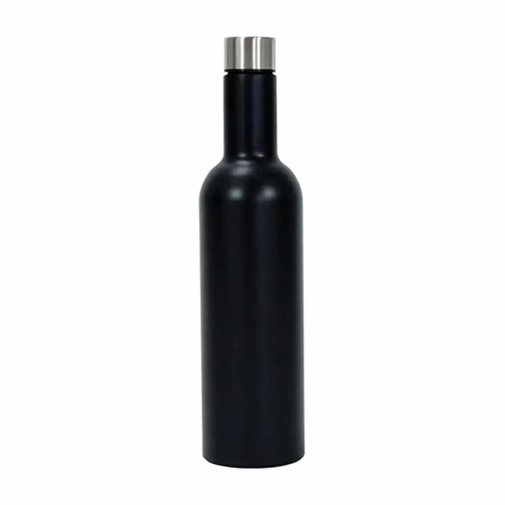 Wine Bottle - Double Walled - Stainless Steel - Black