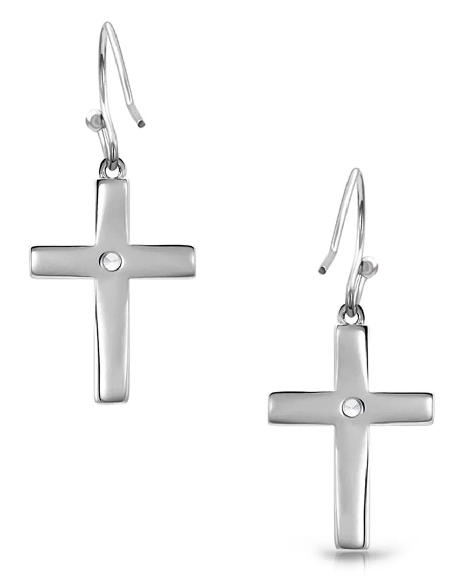 Women's Rivers of Lights Opal Cross Earrings