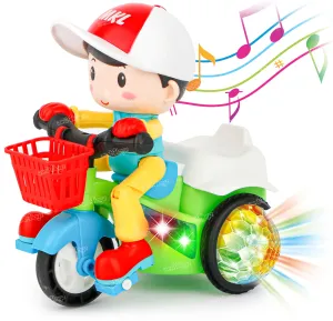 Zest 4 Toyz Stunt Tricycle Bump and Go Musical Toy with 4D Lights, Dancing Toy, Battery Operated Toy Plastic for Boys Girls - Multi Color